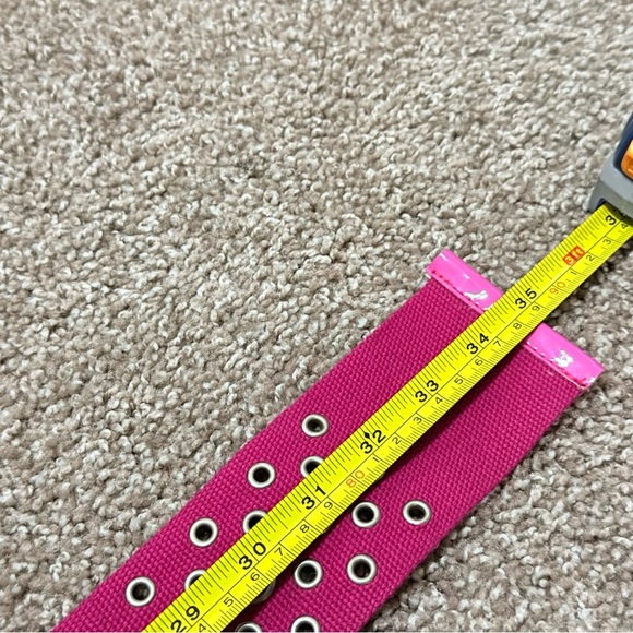 Hot Pink Grommet Belt Y2K Wide Canvas Silver D Ring Statement Punk Scene Goth - Picture 6 of 9